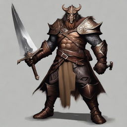 A concept art of a bronze Dragonborn Viking from the Dungeons and Dragons universe