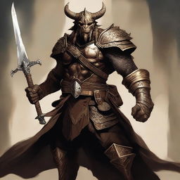 A high-quality digital art piece showcasing a bronze-colored Dragonborn Viking from the Dungeons and Dragons universe