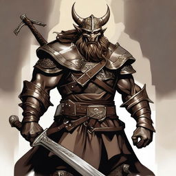 A high-quality digital art piece depicting a bronze-colored Dragonborn Viking from the Dungeons and Dragons universe