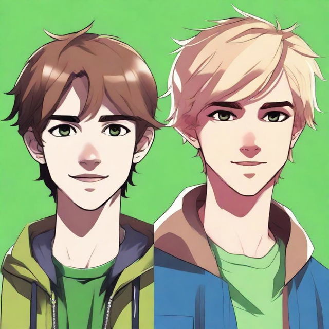 A high-quality digital art image portraying a 17-year-old boy at the center, divided by a line indicating split personality