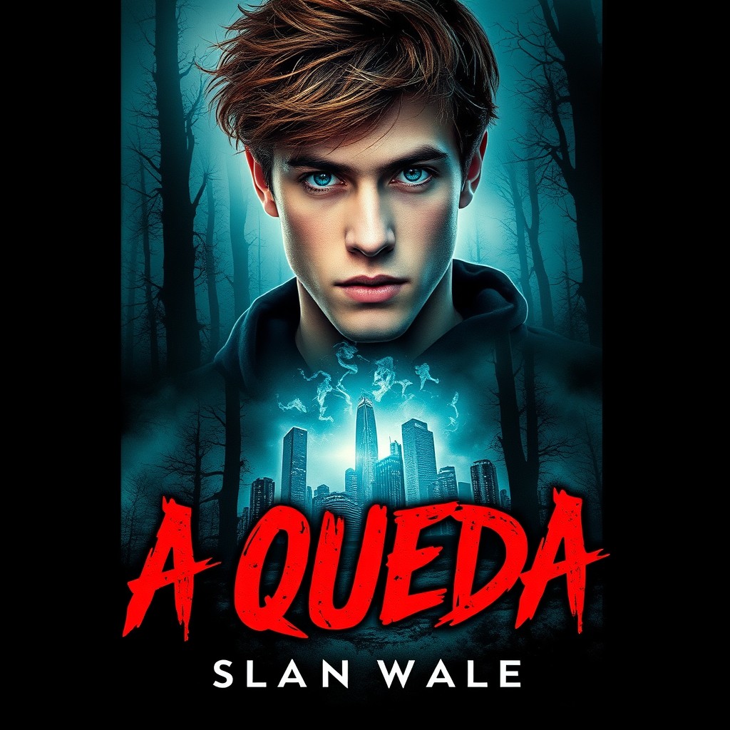 A captivating book cover for a teen novel titled 'A Queda' featuring Stiles, a character inspired by high school drama