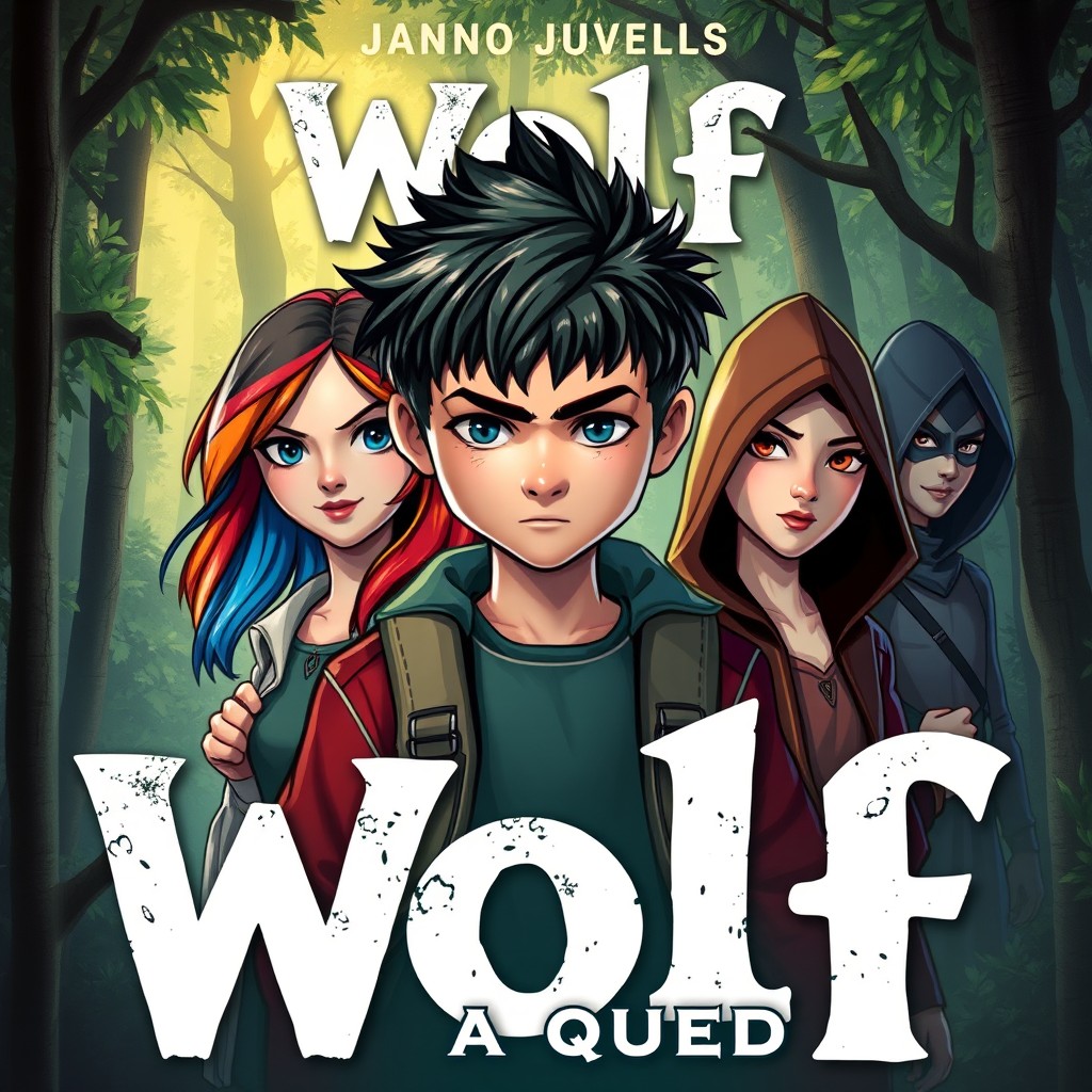 Capa de livro juvenil chamada 'Wolf: A Queda', apresentando todos os personagens principais