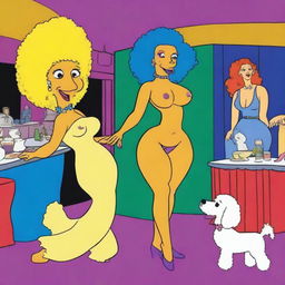 A humorous, cartoon-style image depicting a unique scene in a club in Lugano