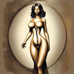 This is a high-quality digital art image, showcasing a tall woman with an hourglass figure