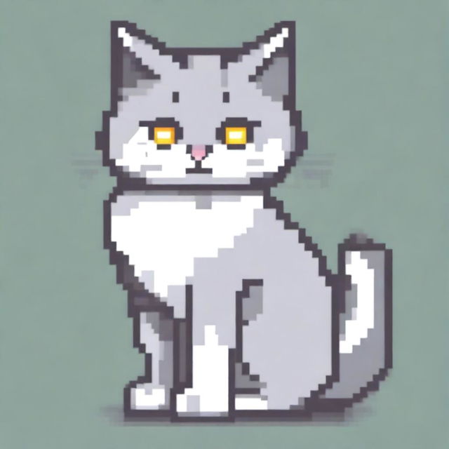 A pixel art image showcasing a cat