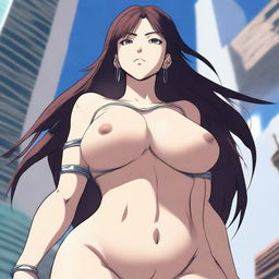 This is a high-resolution digital art image, depicting a giantess in an anime style