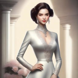 A digital art piece, showcasing an elegant and attractive individual