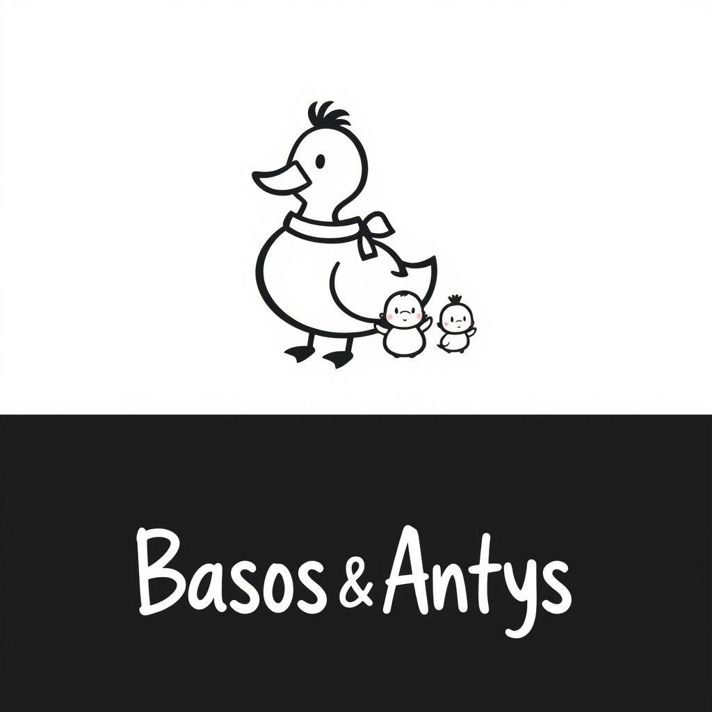 A logo design featuring a black-and-white silhouette style, showcasing a minimalist and clear depiction of a duck