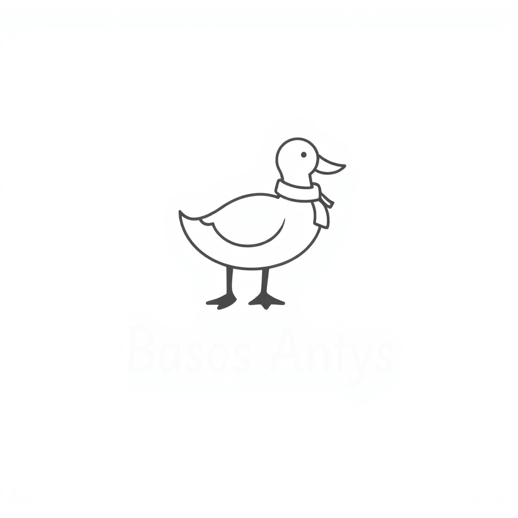 A logo design featuring a minimalist, clear silhouette of a duck, potentially with a cartoonish style to give it a fun vibe