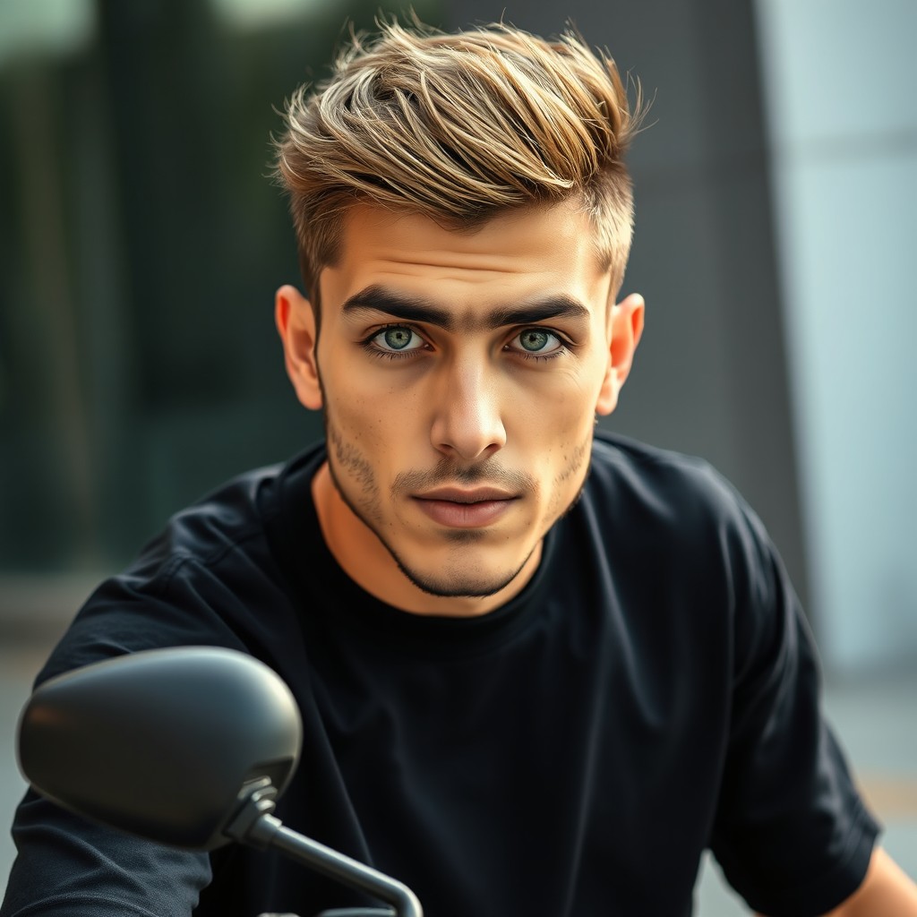 A 25-year-old young Iranian man with a rugged appearance and wheat-colored skin
