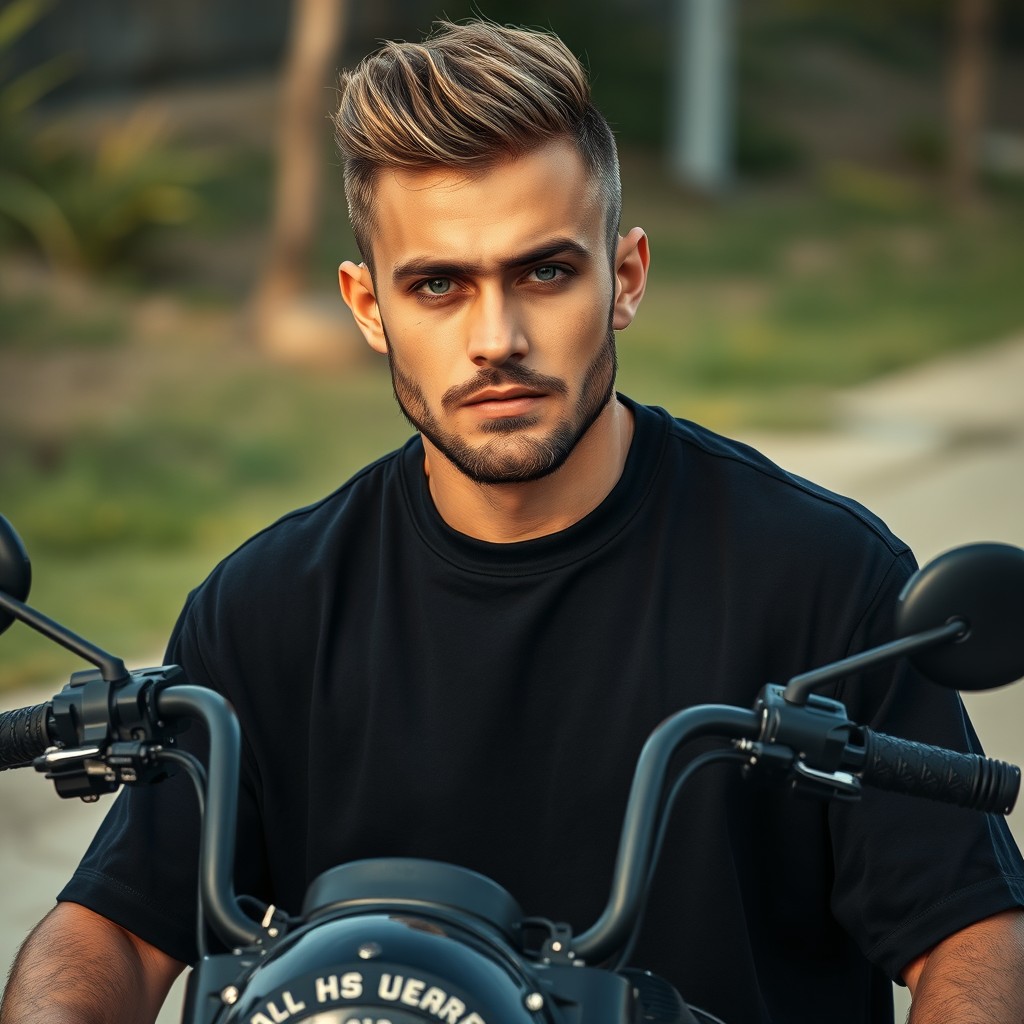 A 25-year-old young Iranian man with a rugged appearance and wheat-colored skin