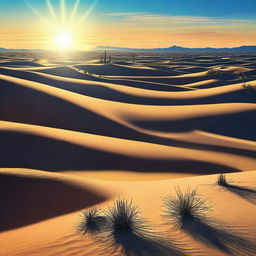 A breathtaking digital painting of a desert landscape