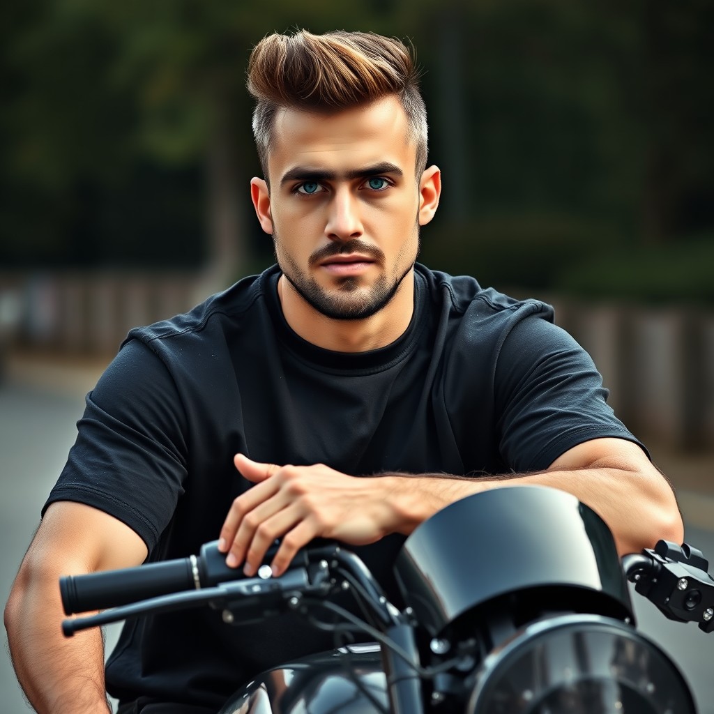 A 25-year-old young Iranian man with a rugged appearance and wheat-colored skin