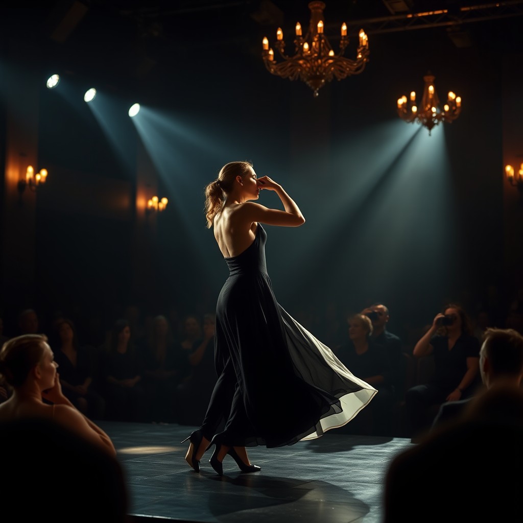 A Friday evening performance on stage, featuring two dancers: one dressed in black and the other in white