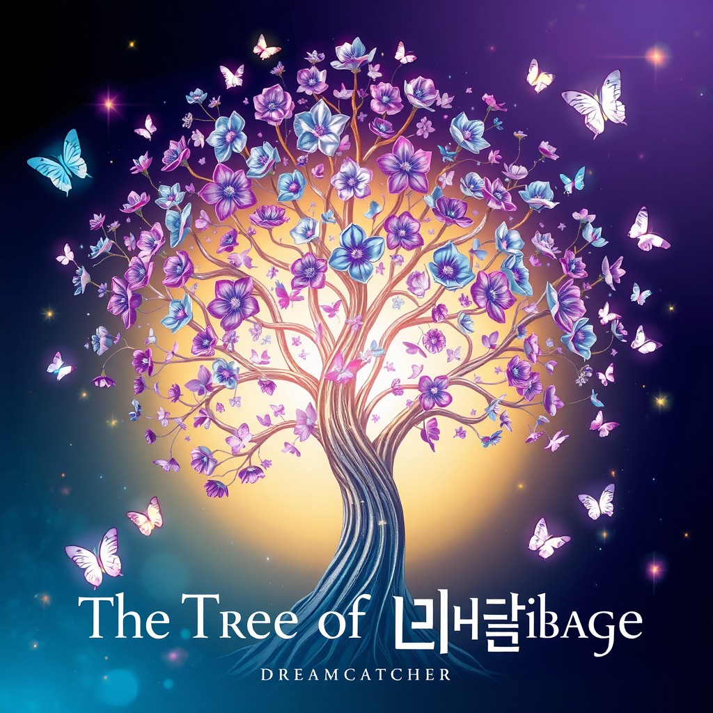 A colorful and artistic representation inspired by the album 'The Tree of Language' by the South Korean group Dreamcatcher