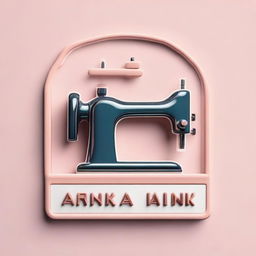 A 3D logo featuring a sewing machine with the inscription 'Afink Design'