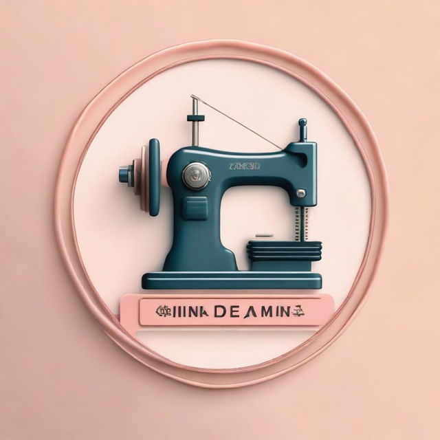 A 3D logo featuring a sewing machine with the inscription 'Afink Design'