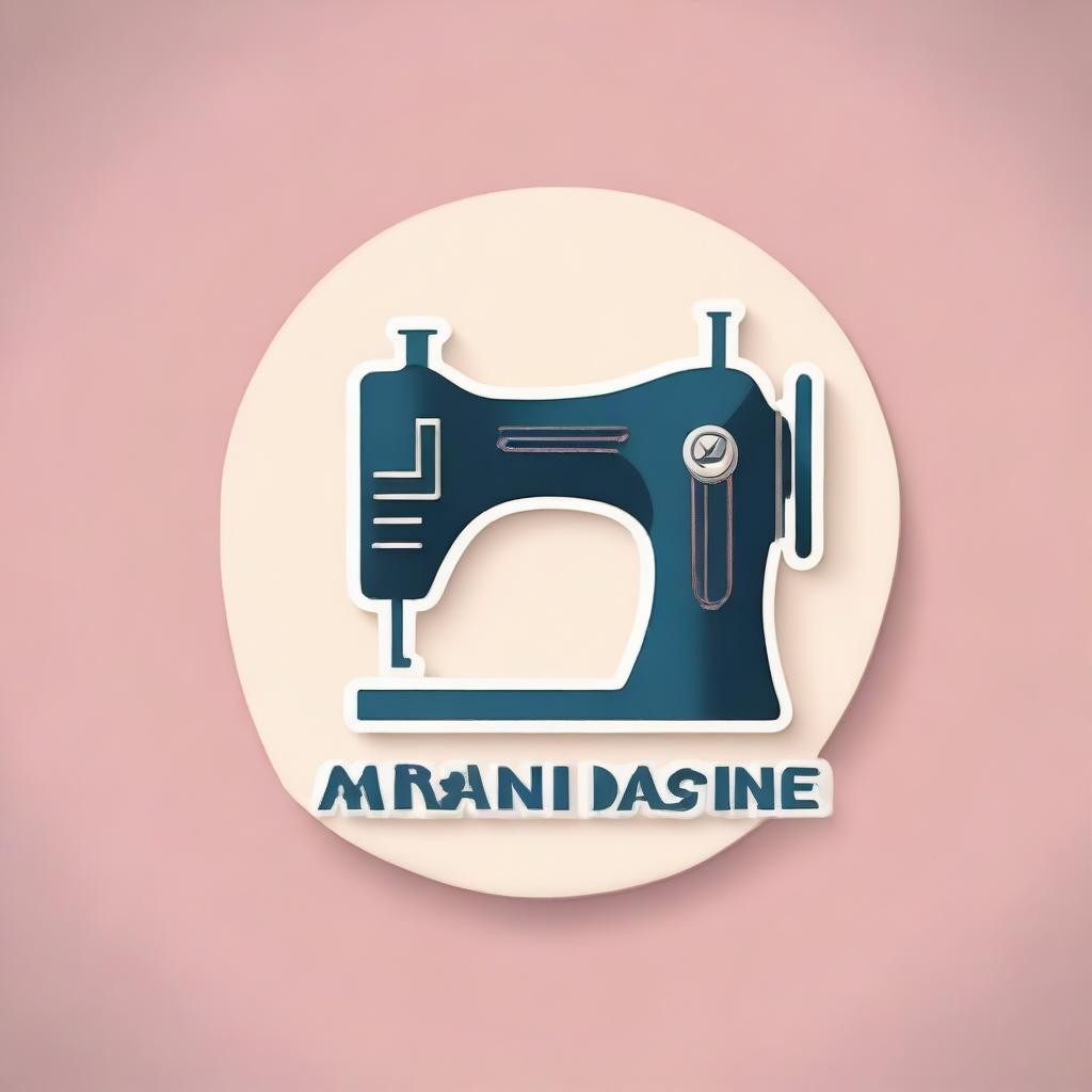 A 3D logo featuring a sewing machine with the inscription 'Afink Design'