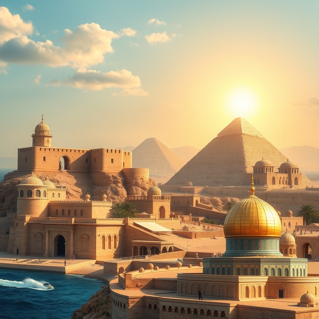 A vivid representation of Arab heritage showcasing elements of both land and sea