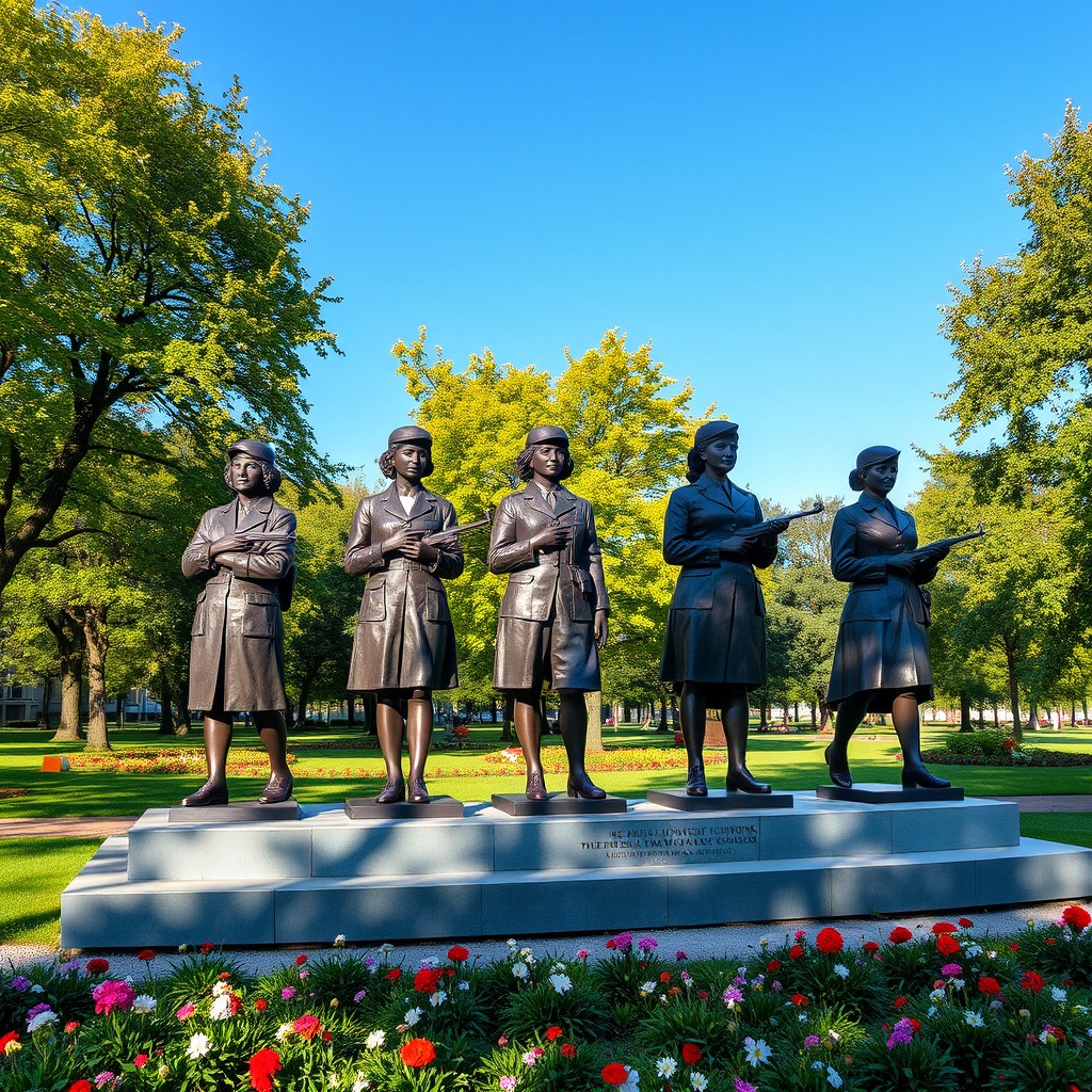 A striking monument dedicated to the five female anti-aircraft gunners from Boris Vasilyev's story 'The Dawns Here Are Quiet'