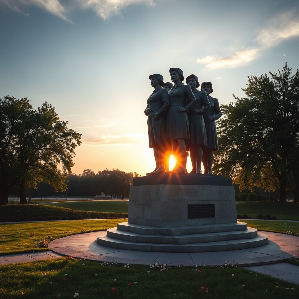 An evocative monument honoring the female anti-aircraft gunners from Boris Vasilyev's 'The Dawns Here Are Quiet'
