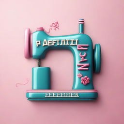 A 3D fantasy logo featuring a sewing machine and a garment with the inscription 'AFINK DESIGN'