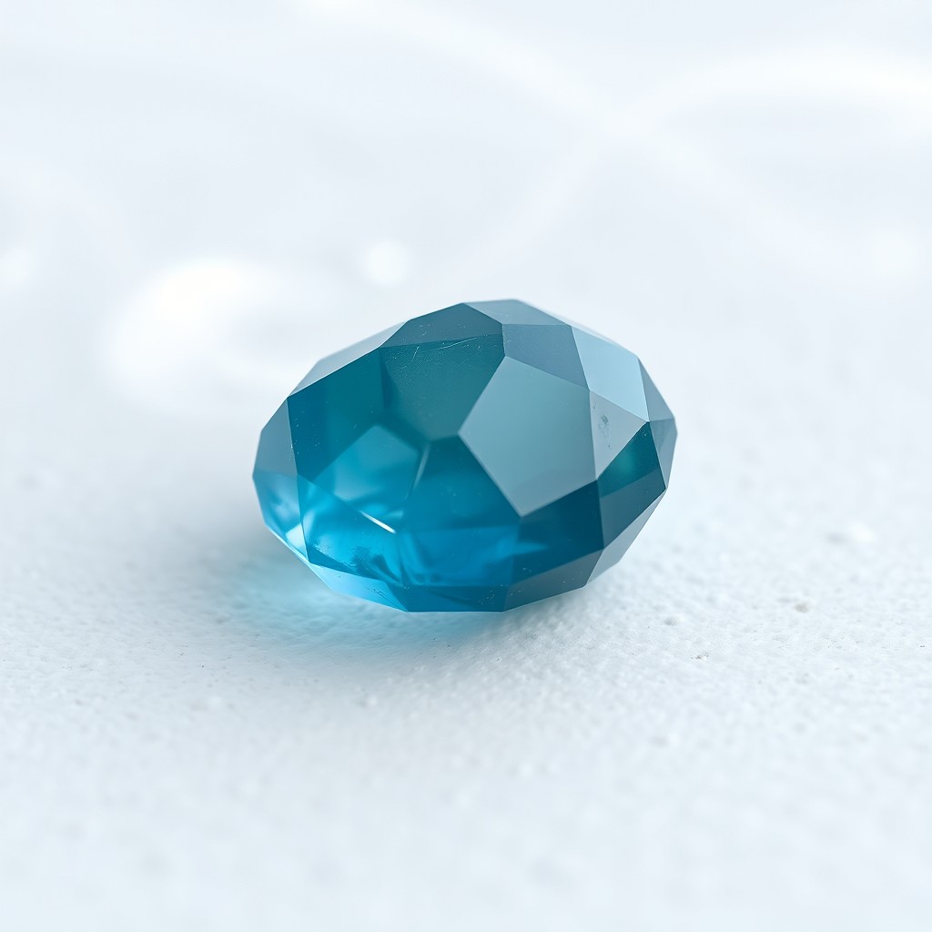 A small, delicate crystal in varying shades of blue and teal, embodying a sense of sadness