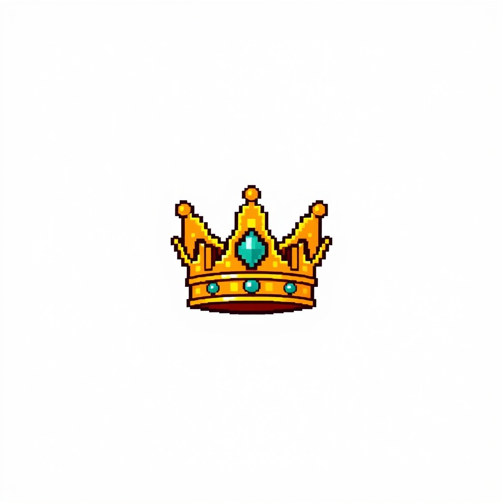 A small pixel art depiction of a golden crown set against a plain white background