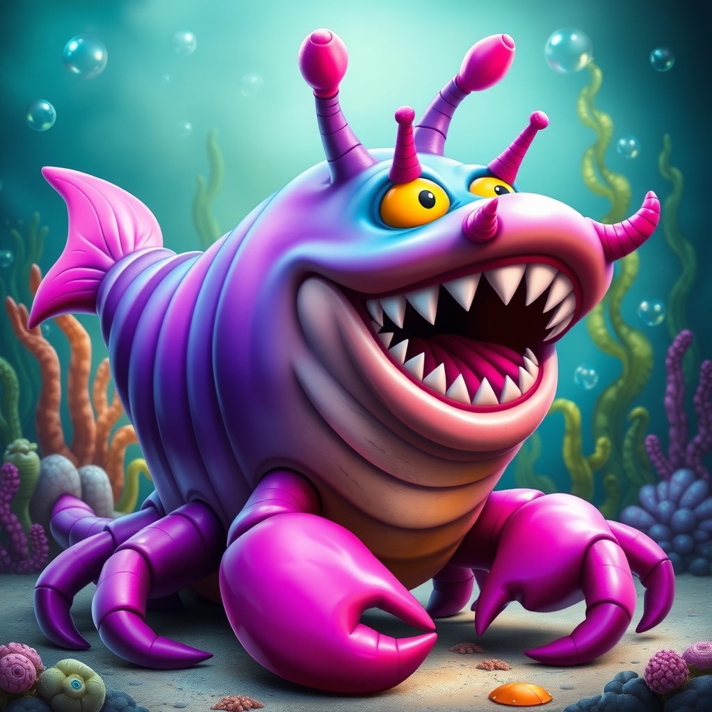 A giant slug character with a vibrant and whimsical appearance