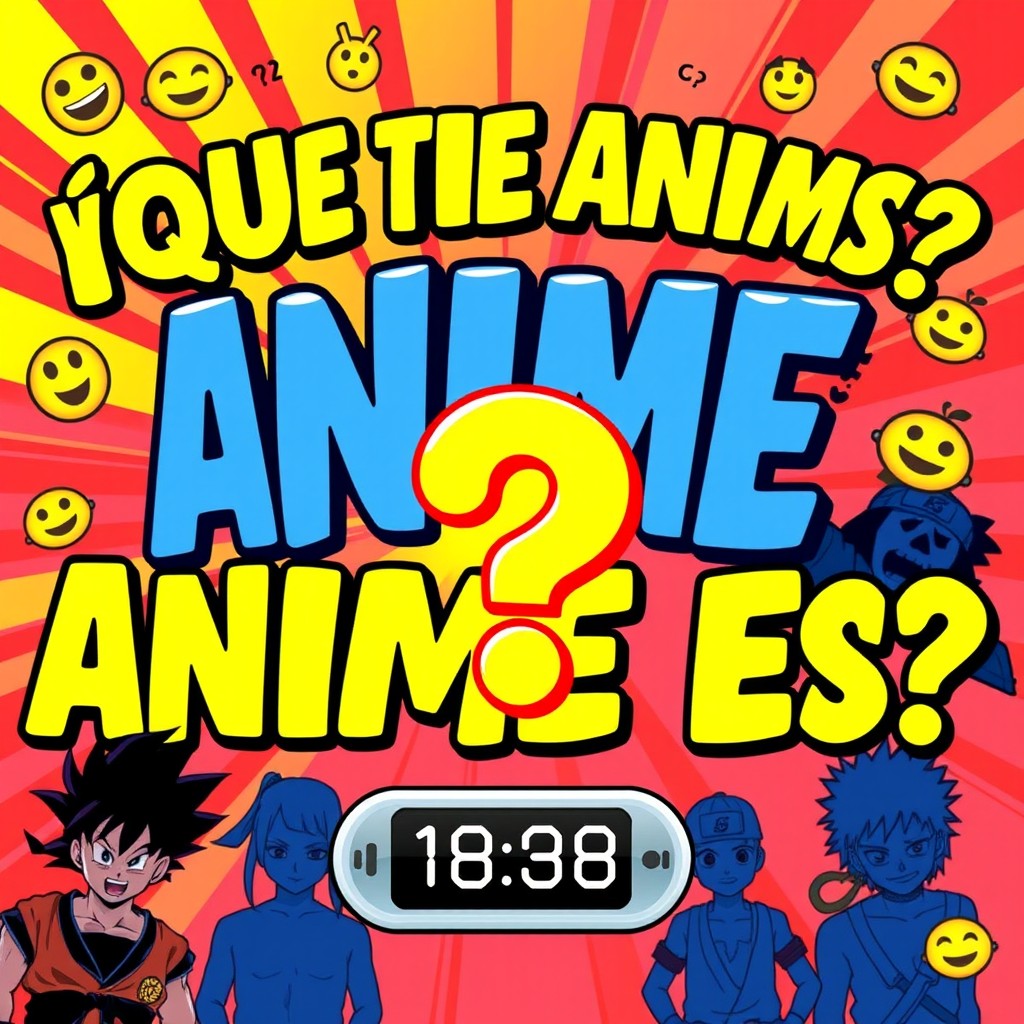 A dynamic and colorful YouTube thumbnail for a trivia video titled 'Guess the Anime by Emojis!'