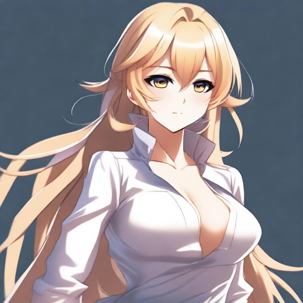 A high-quality digital art featuring a female anime character with blonde hair