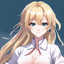 A high-quality digital art featuring a female anime character with blonde hair