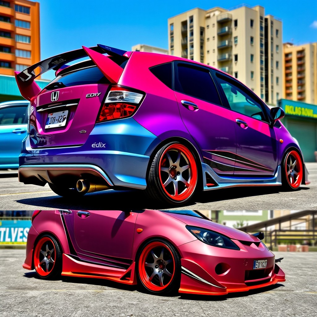 A modified Honda Edix car showcasing unique tuning and customized features