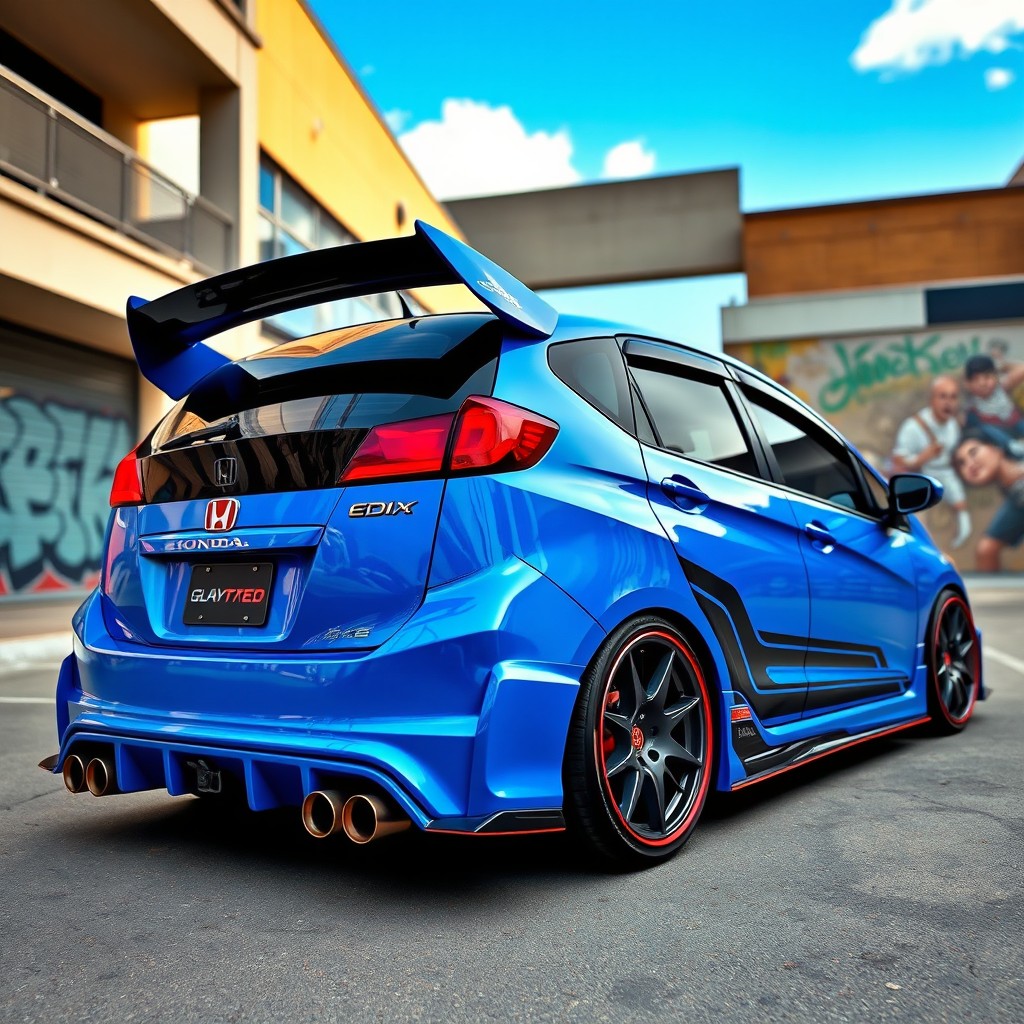 A modified Honda Edix car displayed with eye-catching tuning and custom modifications