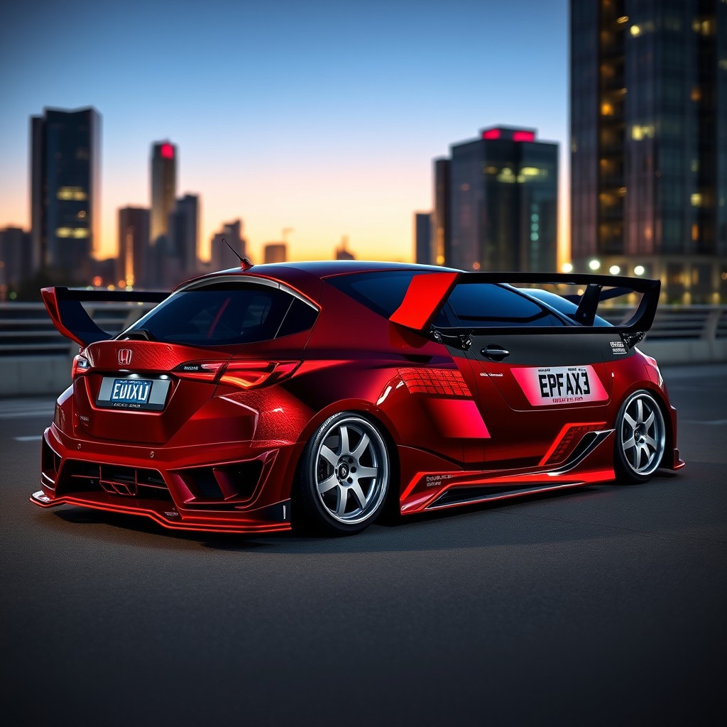 A stunning Honda Edix with a custom tuning design, featuring a sleek body kit, aggressive stance, and a vibrant color scheme