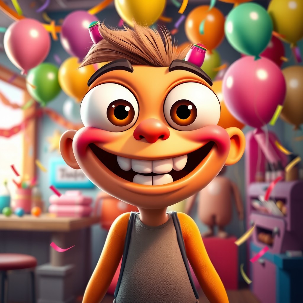 An artistic representation of a cartoon character that exemplifies humor and fun, depicted in a playful setting