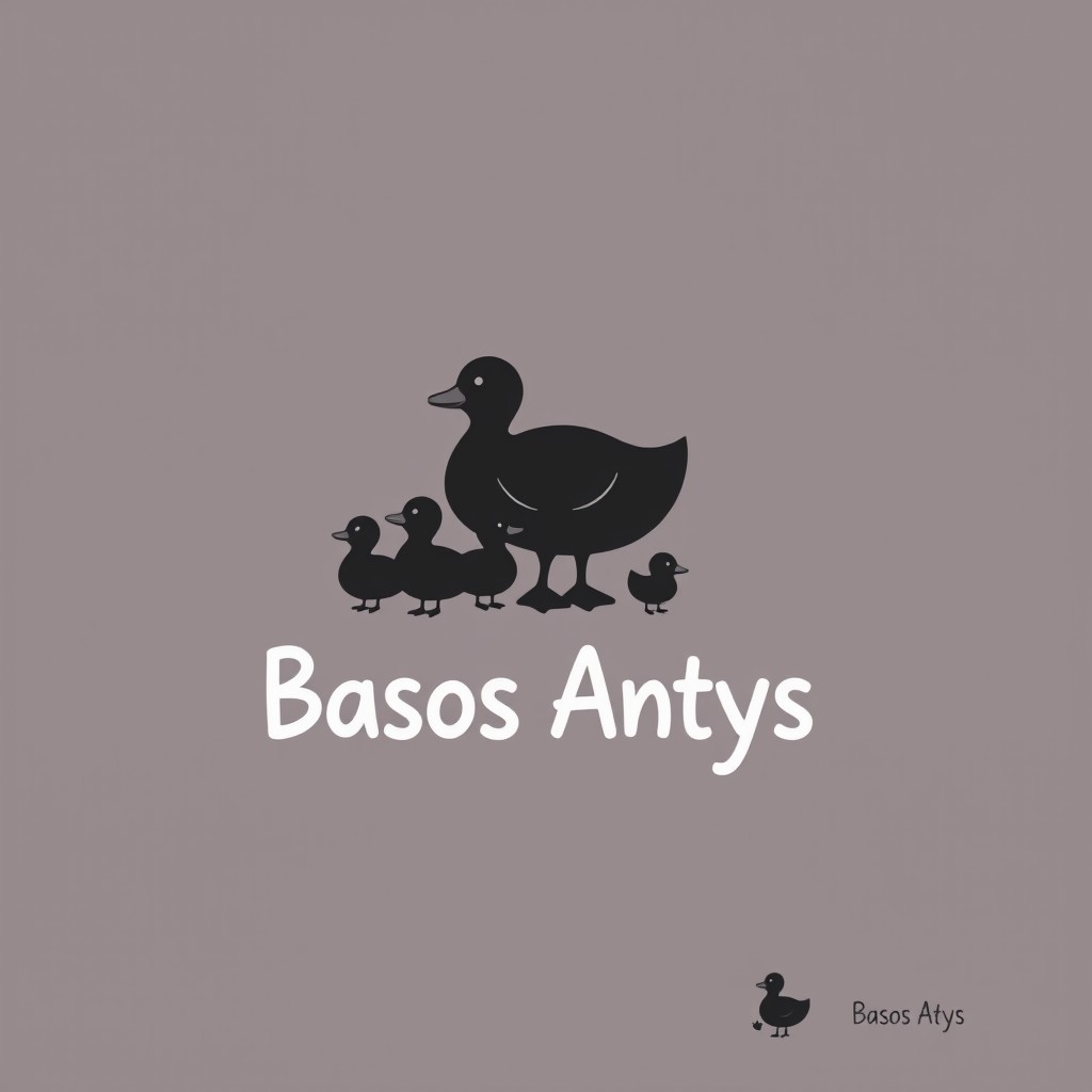 A minimalist black and white logo design featuring a clear silhouette of a duck