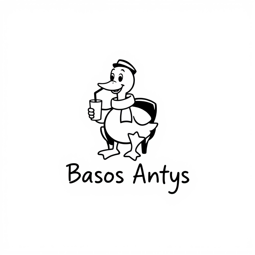A playful and minimalist logo design featuring a clear silhouette of a cartoonish duck