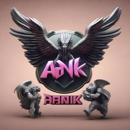 A 3D fantasy logo featuring a winged angel and a predator with the inscription 'AFINK'