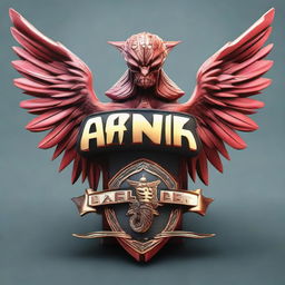 A 3D fantasy logo featuring a winged angel and a predator with the inscription 'AFINK'