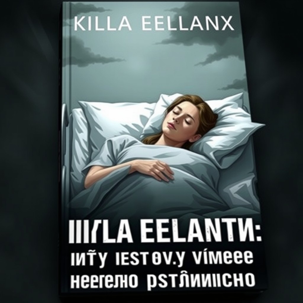 A powerful book cover illustrating a young woman lying in a hospital bed in a coma, her face calm yet revealing the struggles she faces in her mind