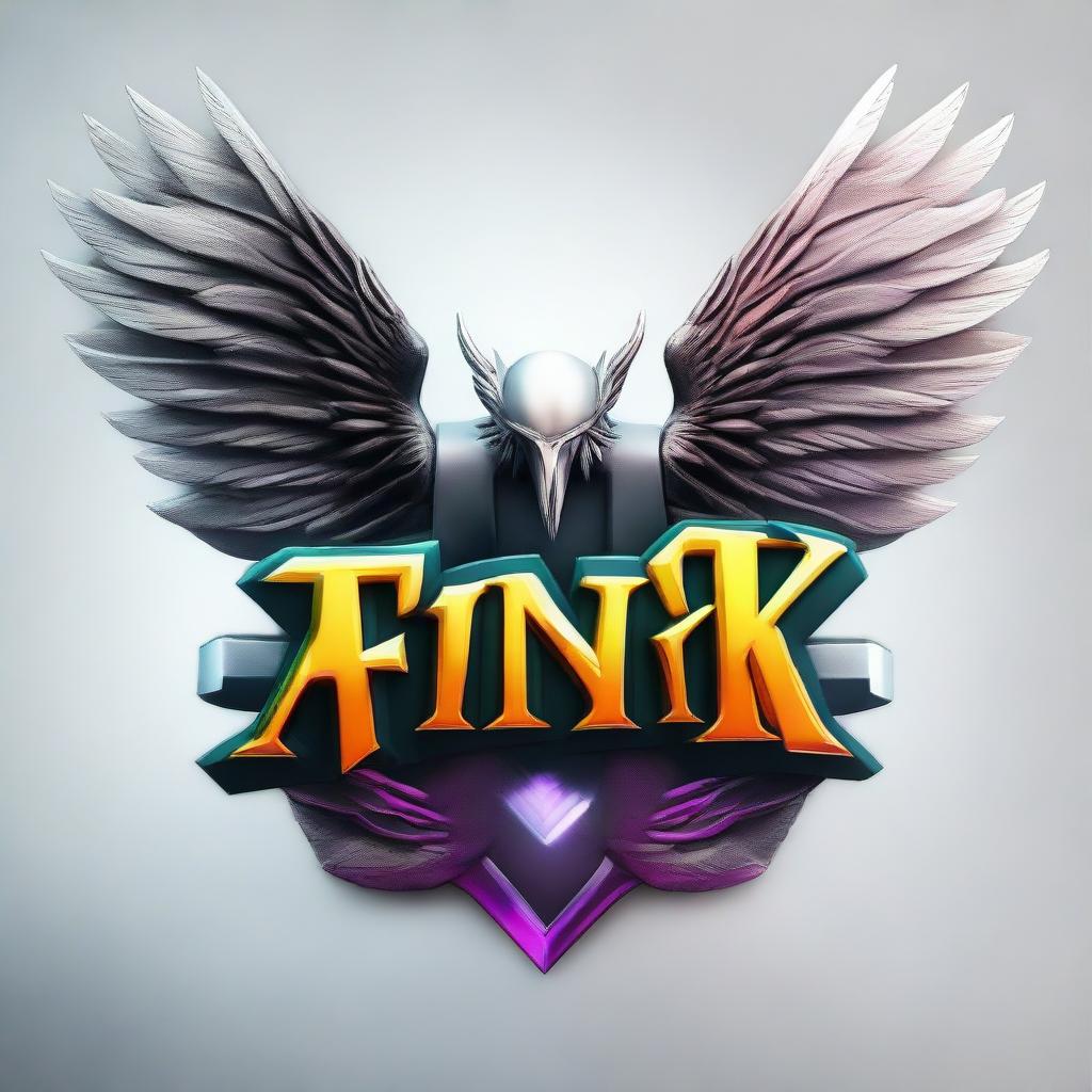 A 3D fantasy logo featuring a winged angel and a predator with the inscription 'AFINK'