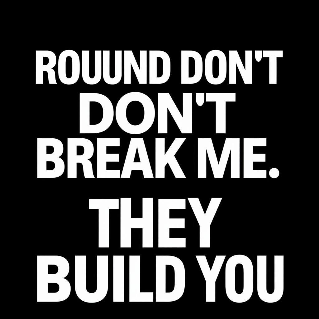 A motivational artwork showcasing the phrase 'ROUND DON'T BREAK ME