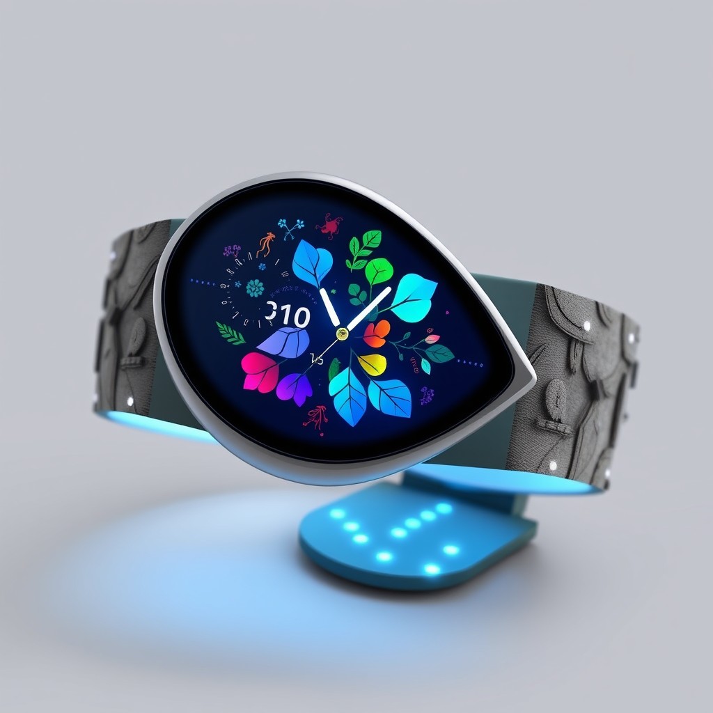 A unique and never-before-seen wristwatch design that seamlessly blends modern technology with nature-inspired aesthetics