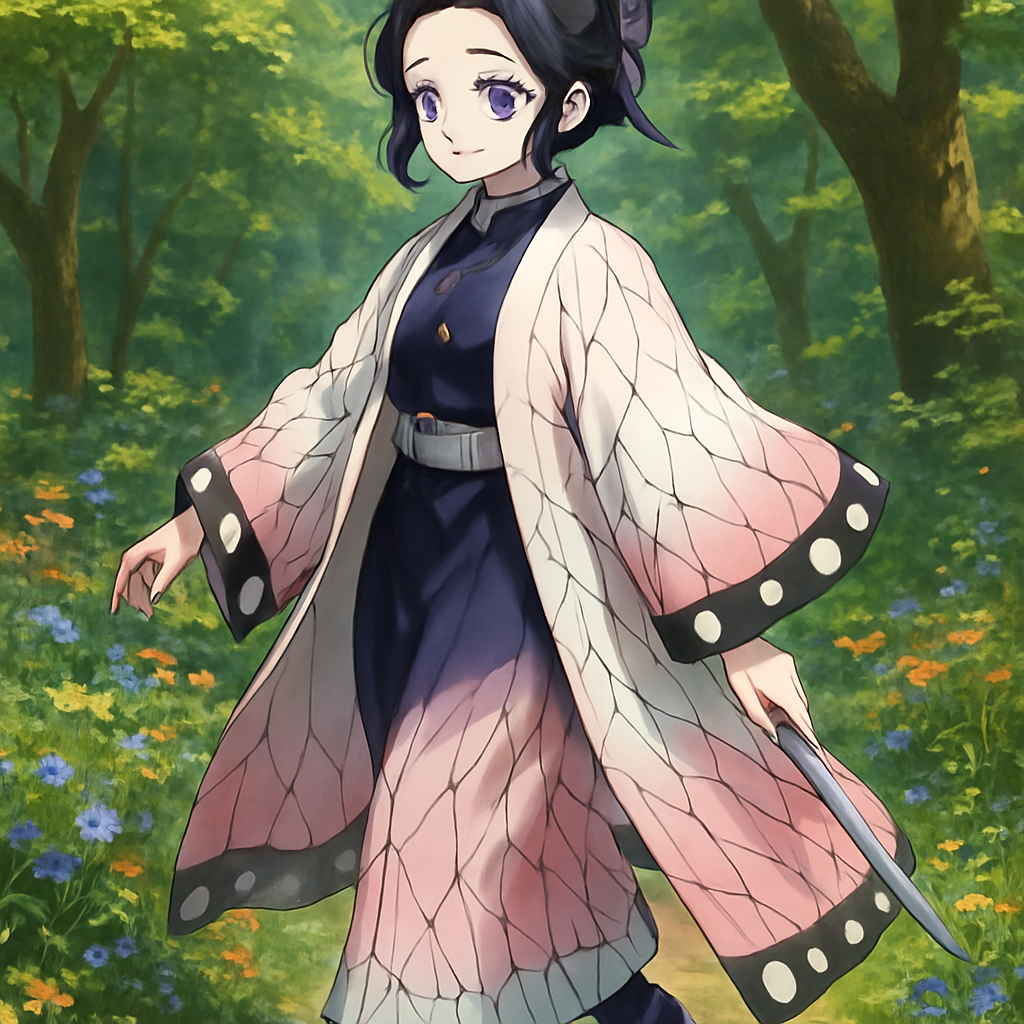crie a continuação dessa imagem com a personagem andando realista anime style