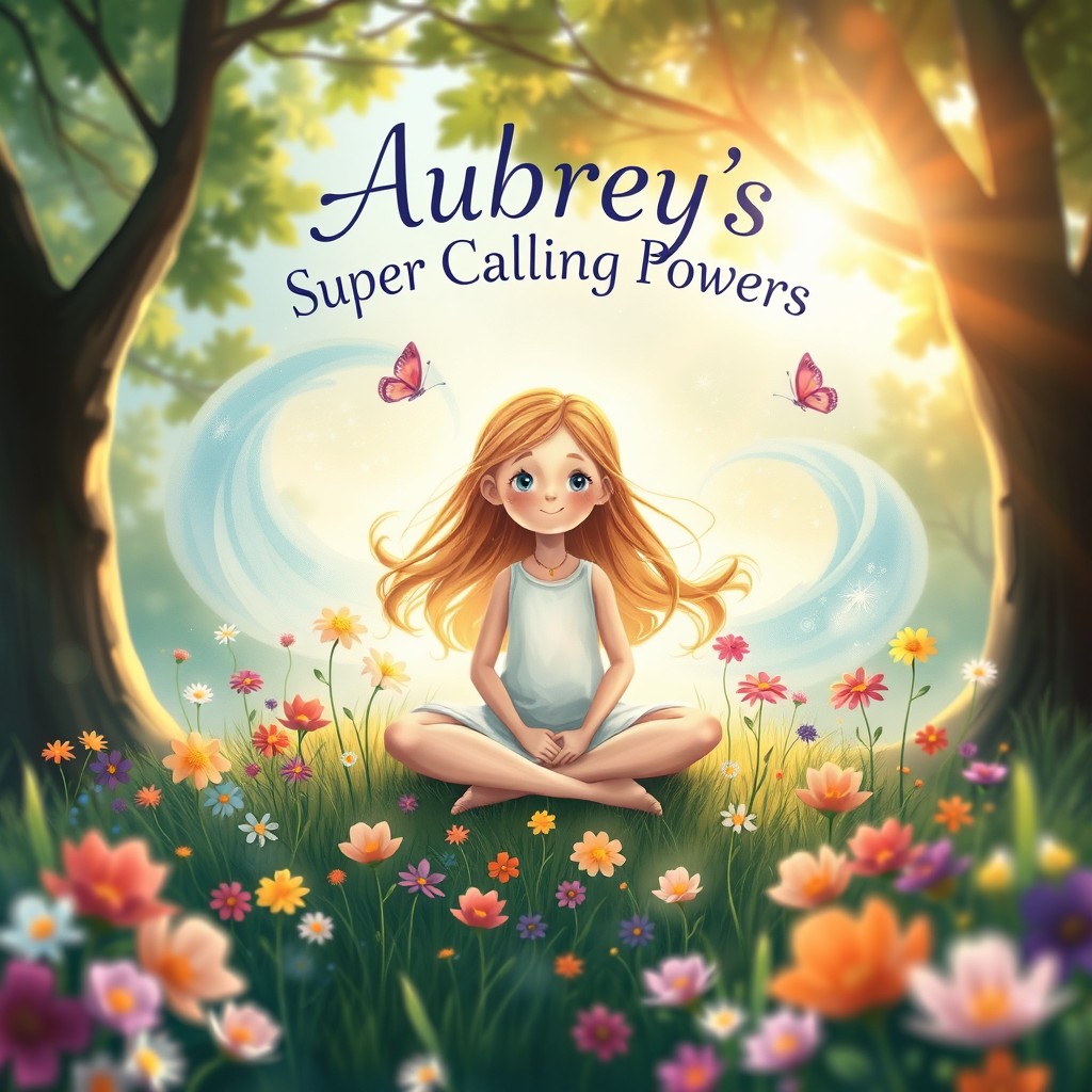 An enchanting book cover design for 'Aubrey's Super Calming Powers'