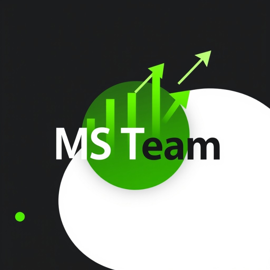 Promotional image for trading featuring a balanced and harmonious blend of black and green colors, prominently displaying the name 'MS Team'