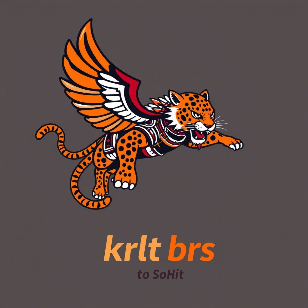 Stylized Winged Leopard T-Shirt Design - Vibrant Samurai Artwork