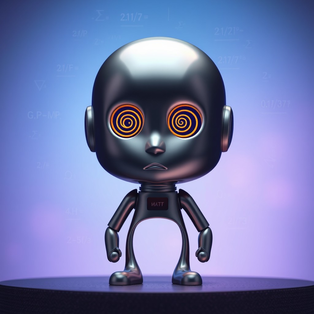 A humanoid figure resembling a stand, with sleek, modern design and a metallic finish
