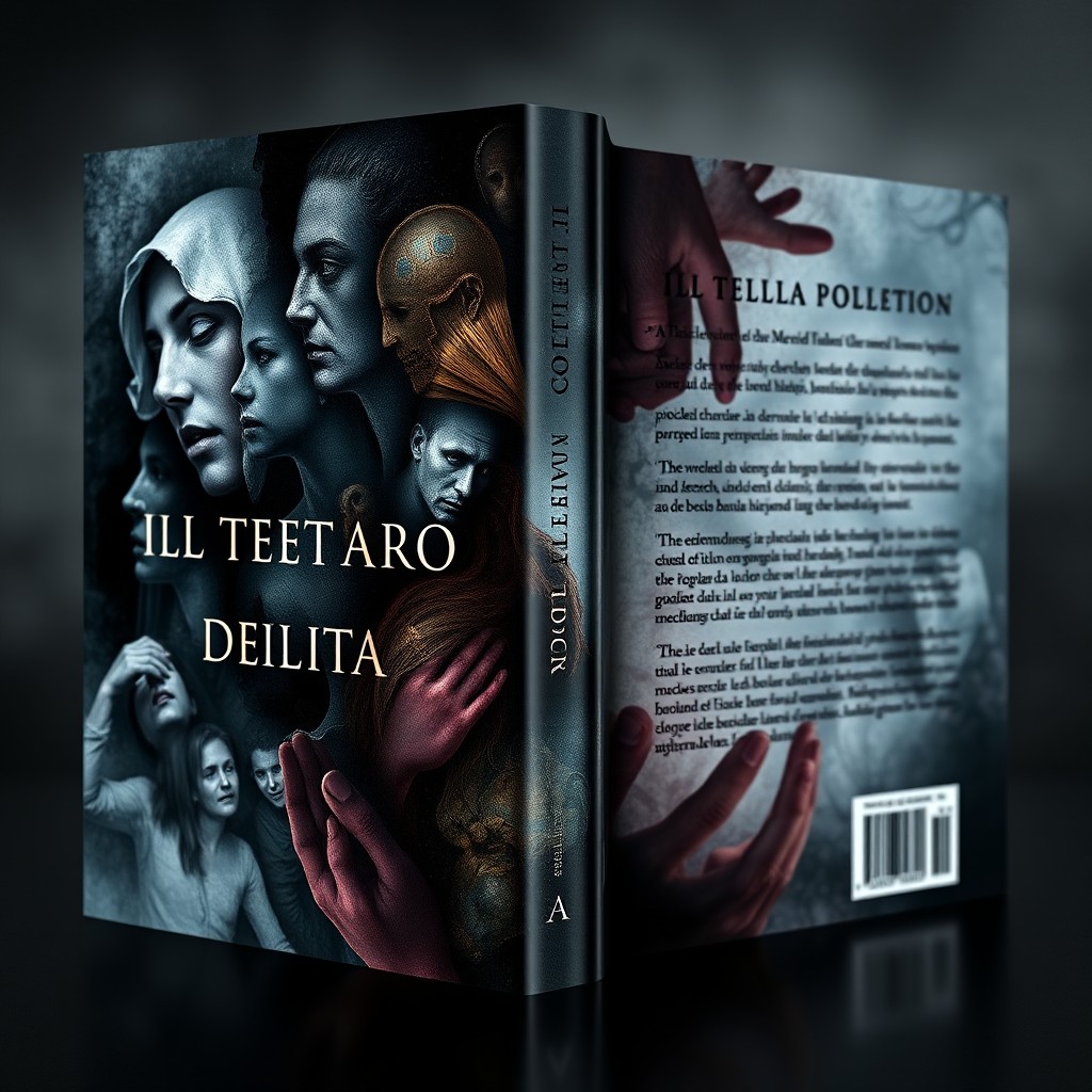 A captivating book cover and back cover design for a poetry collection titled "Ill Teatro Della Vita"